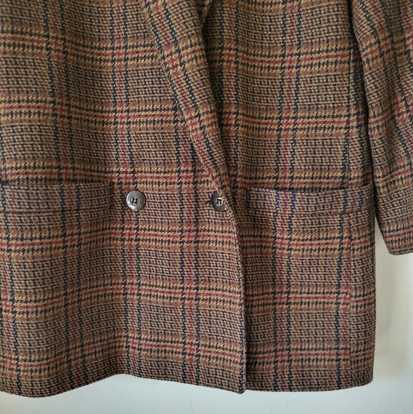 Vintage Para Double Breasted Wool Blend Plaid Blazer Size 10 - Picture 4 of 16